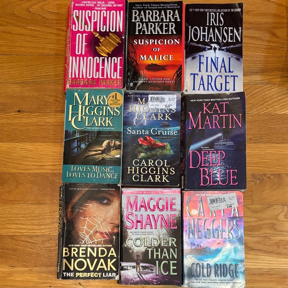Lot of 9 Suspenseful Romance Paperback Novels